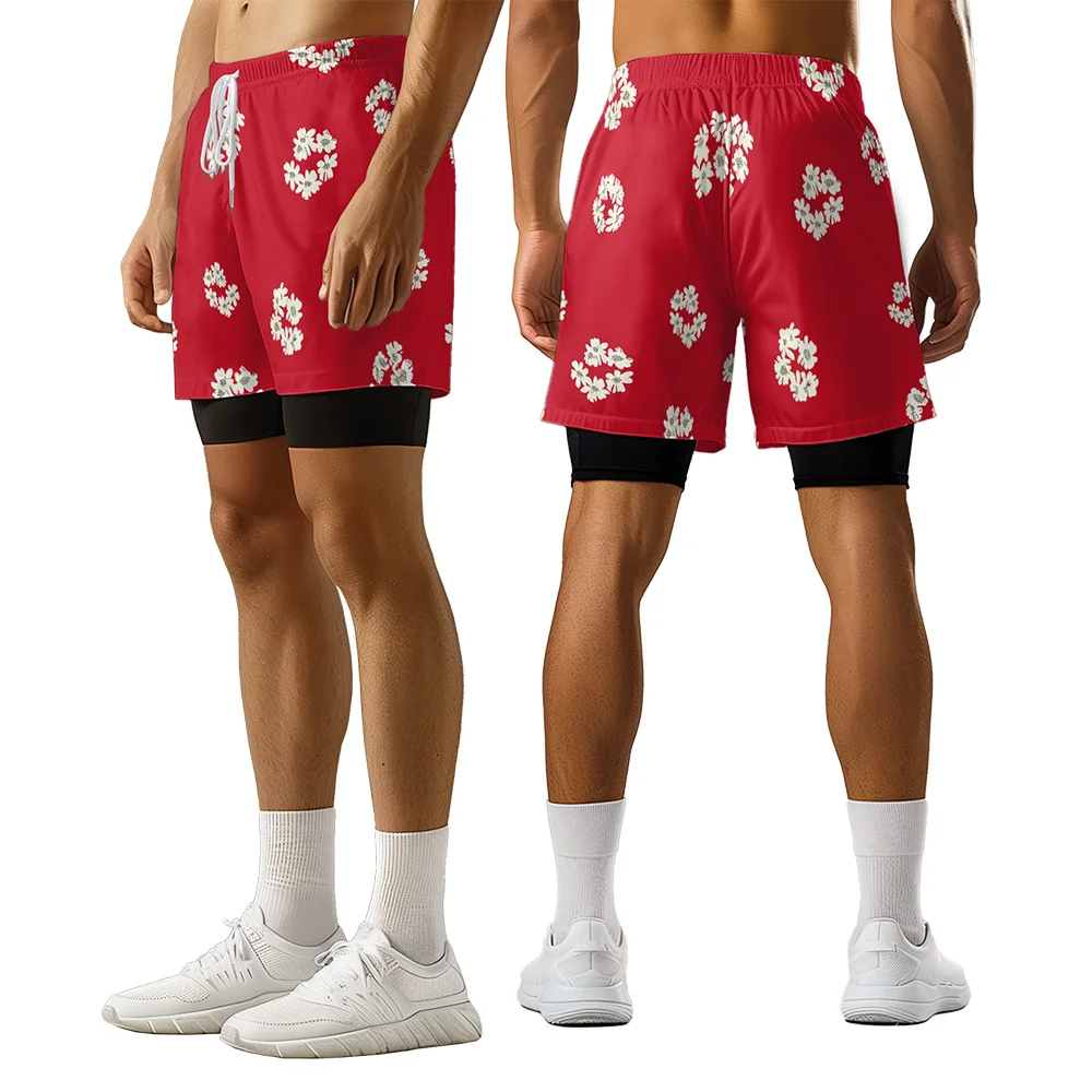 2024 New original design simple little flower Summer trend style 3D advanced printed casual basketball style shorts