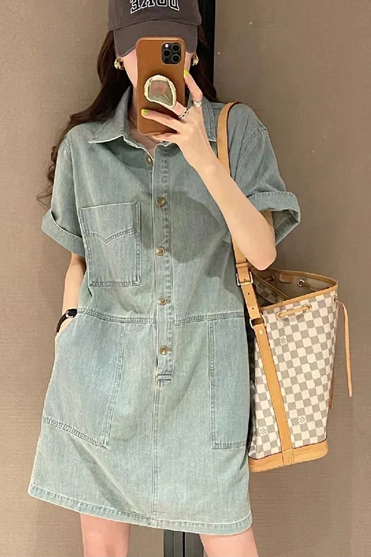 

2025 Summer New Denim Dress Women's Thin Vintage Loose Look Slimming Short Skirt