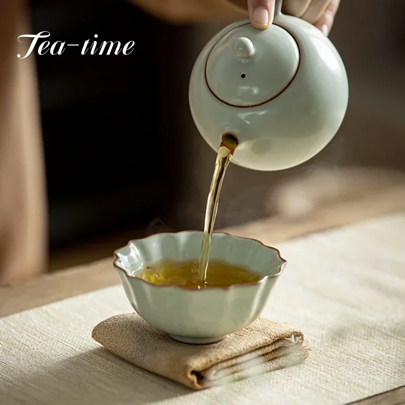 

Керамический чайник Boutique Ru Kiln, 180 мл, открытый фарфоровый чайник ручной работы Xishi, чайник с фильтром, чайный сервиз кунг-фу, подарочная коробка