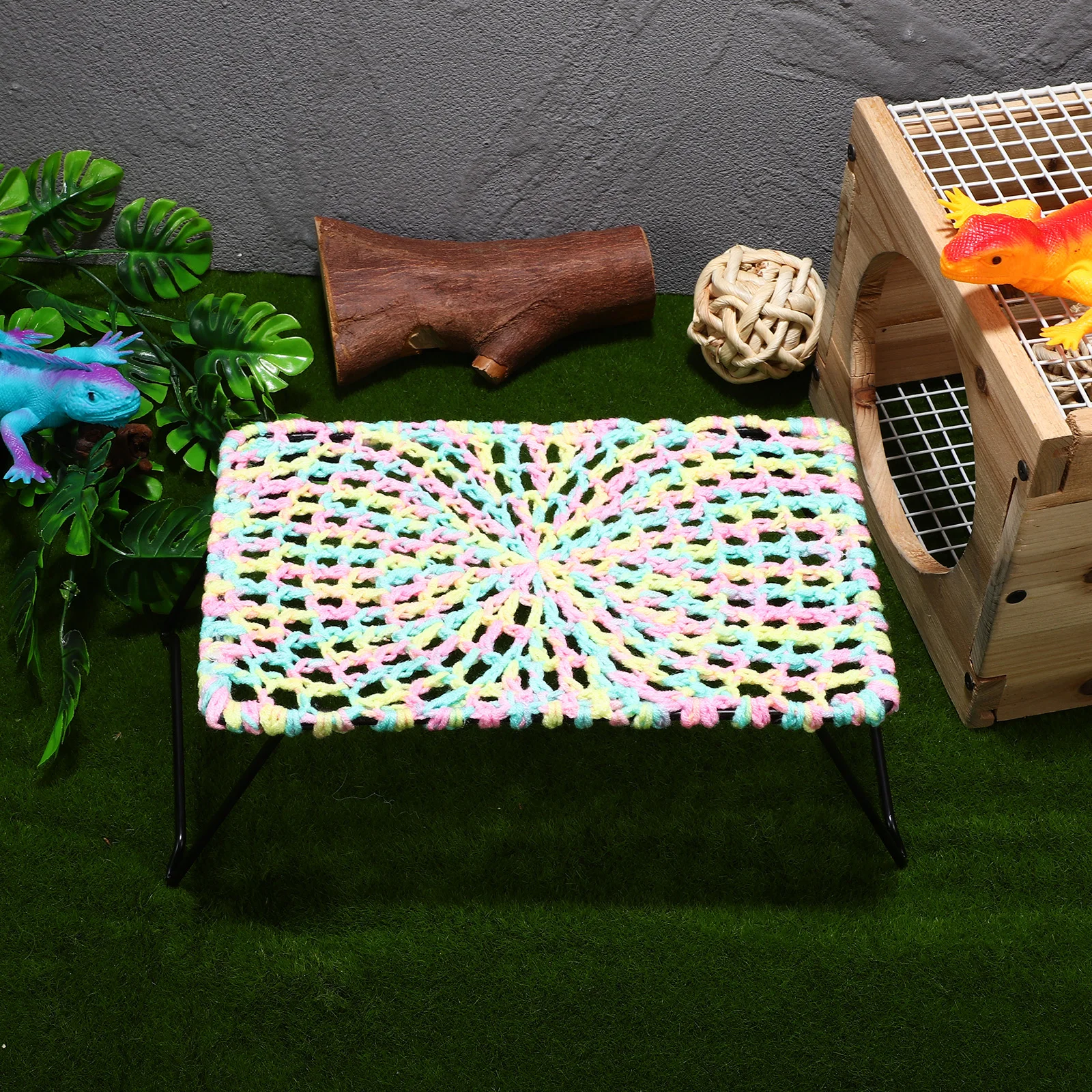 

Cotton Nest Hammock for Lizards Bearded Dragons Reptile Pets Pink Climbing Bed Supplies Plaything Resting Mat Foldable Frame