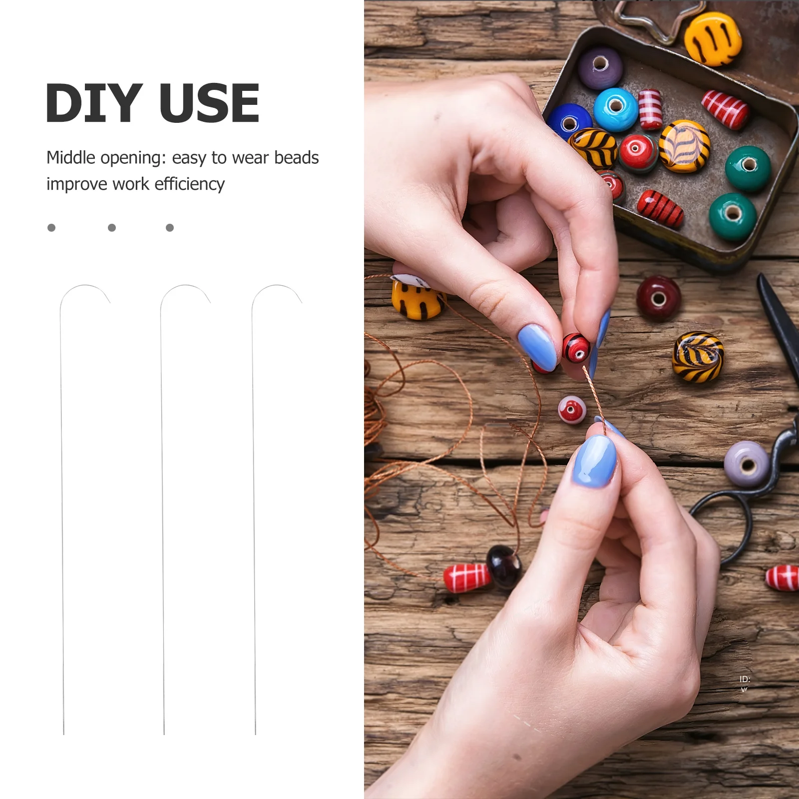 

10pcs Opening Bent Needle For Beading Metal Needles Fast Stringing Tool Diy Jewelry Making Supplies Bead Threader