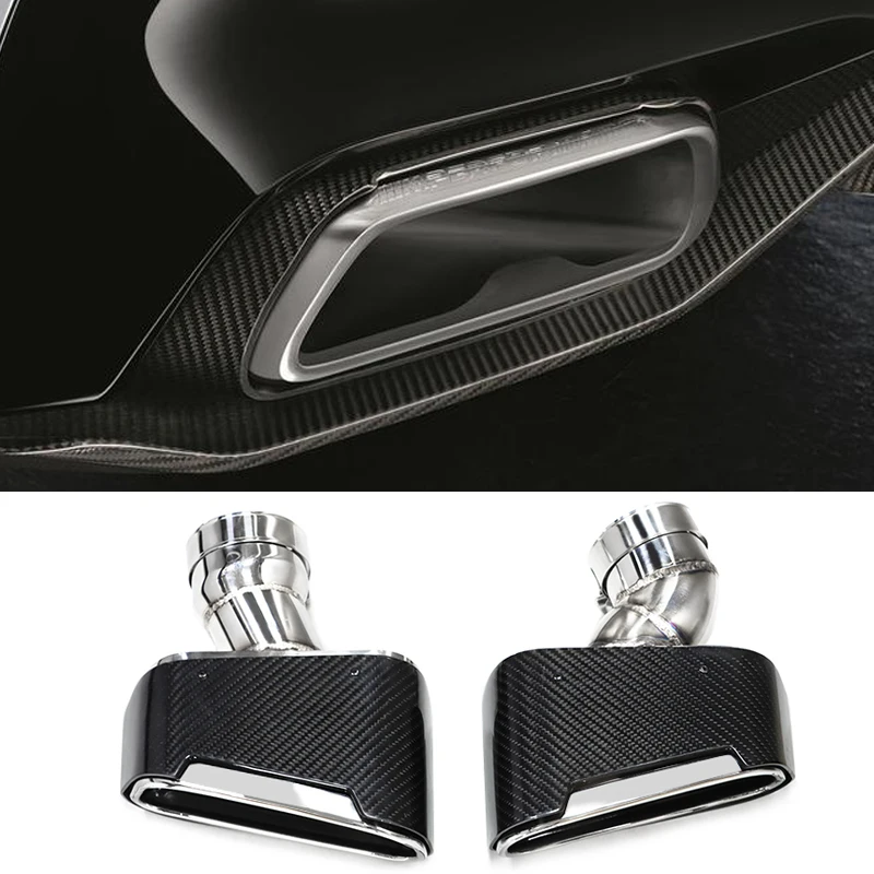 1 Pair Carbon Fiber Car Exhaust Tip For BMW G30 G31 530i 528i Muffler Tip Tailpipe Exhaust System Nozzle Tuning 