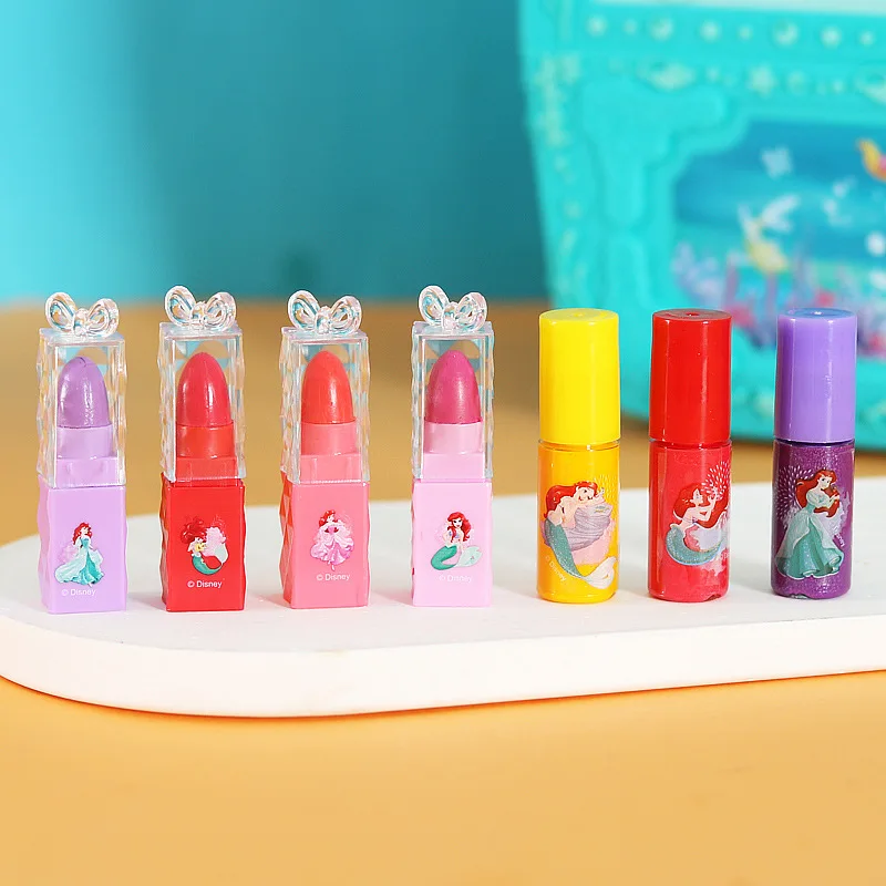Disney-Girls\' Mermaid Princess Cosméticos Maquiagem Set com caixa original, cosméticos polonês, beleza, crianças, presente de Natal