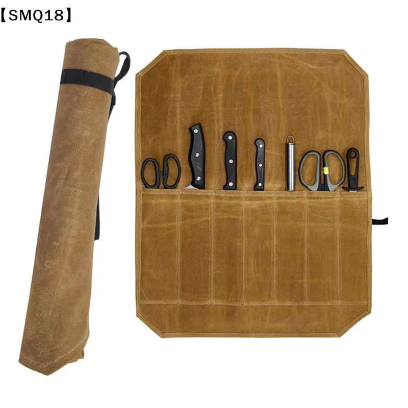 1Pcs Waxed Canvas Chef Knife Roll With Multiple Storage Slots And Durable Construction Perfect For Home Kitchen Outdoore【SMQ】