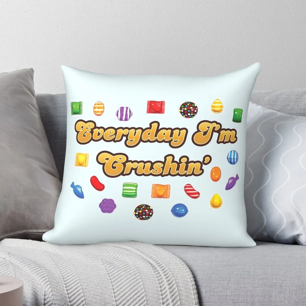 Everyday Candy Crush Saga Pillowcase Polyester Linen Velvet Creative Zip Decorative Throw Pillow Case Home Cushion Cover 45x45
