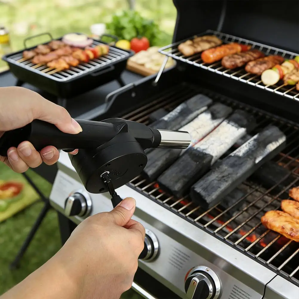 Hand Cranked Blower Charcoal Starter Fan Plastic Manual Grill Fan for Camping Fireplaces Grills Bonfires Outdoor Cooking Tool