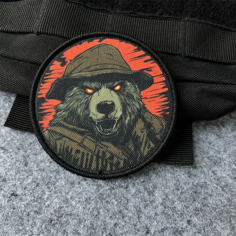

Tactical Bear Military Morale Badge Printed Patch on Clothes Hook and Loop Patches Backpack Stickers Outdoor Equipment