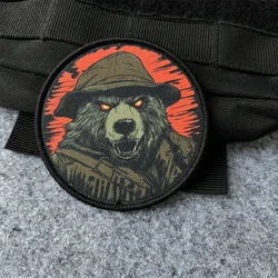 Tactical Bear Military Morale Badge Printed Patch on Clothes Hook and Loop Patches Backpack Stickers Outdoor Equipment