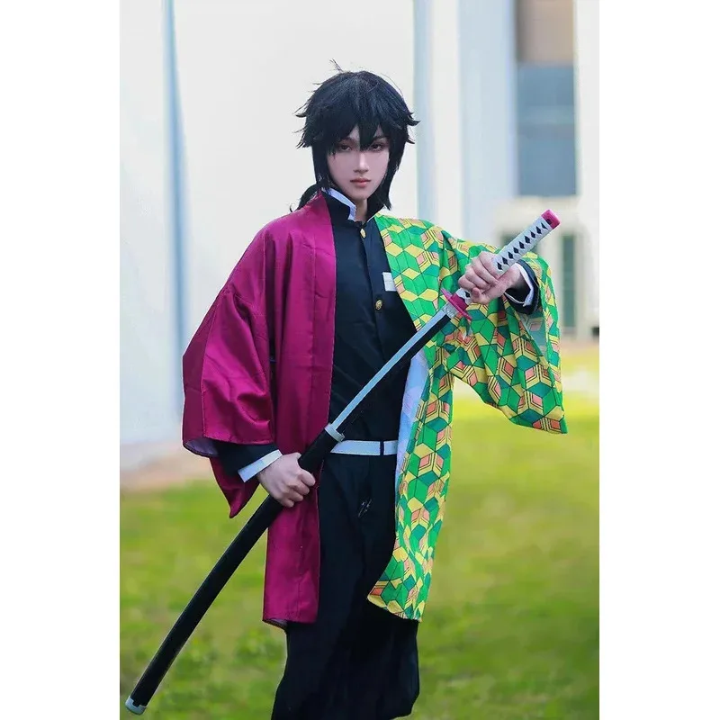 

asdh8@Bear's Den Anime Demon Slayer Cosplay Costume Kimetsu No Yaiba Kimono Uniform Tomioka Giyuu Cloak Suit Wig Child Adult New