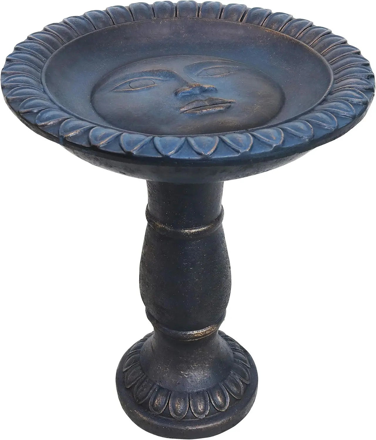 Soleil 26-Inch Glass Fiber Reinforced Concrete Bird Bath - Blue/Gray