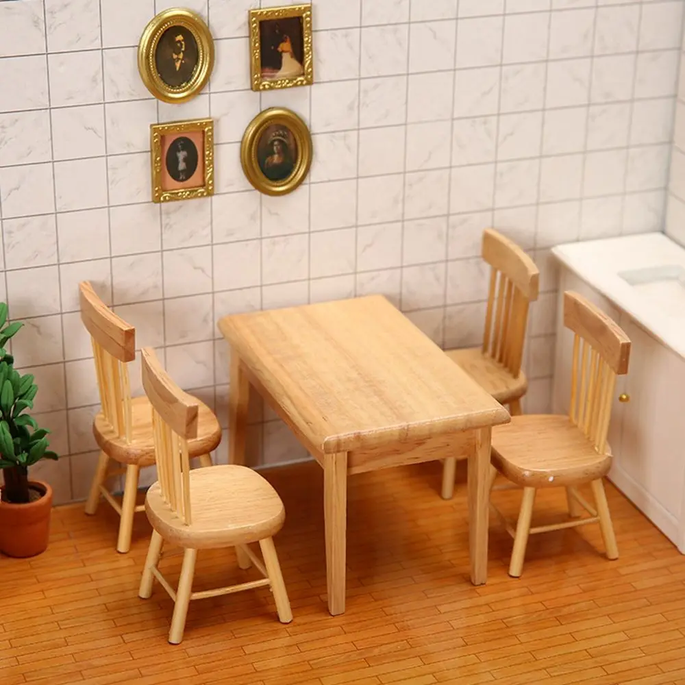 9 Stile Miniatur-Zubehör, Simulationsstuhl, Tischmöbel, Spielzeug, Holztisch, Puppenhaus-Dekoration