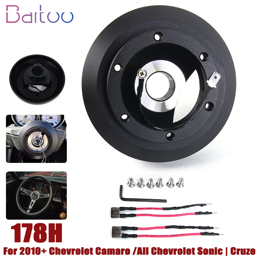 

Bartoo-178H 6 Bolt Steering Wheel Short Hub Adapter Compatible With Chevrolet Camaro 2010+/All Chevrolet Sonic QR070