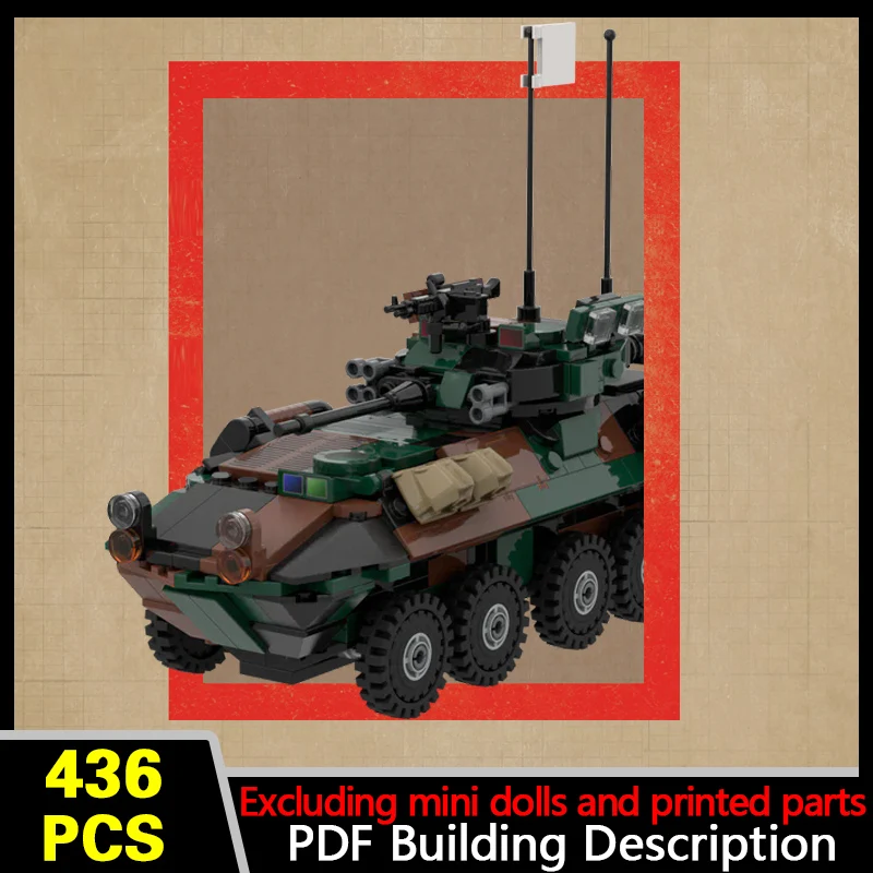 LAV-25A2 Armored Vehicle Model MOC Building Bricks War Equipment Modular Technology Gifts Holiday Assemble Children Toys Suit