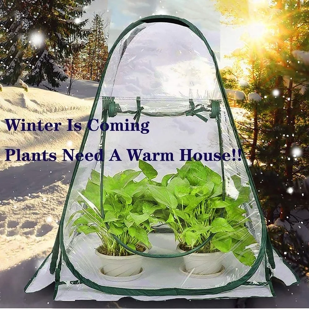Portable Plant Enclosure with Transparent PVC Cover Zippered Steel Hoop Frame and Weatherproof Plant Growth Support