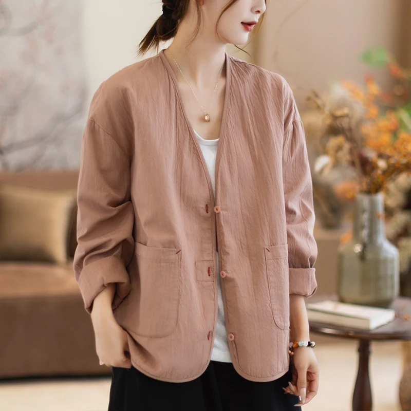 Masss Wasss Korean Design Classic Loose Jackets Womens 2026 Spring Leisure Soild Coats Ladies Vintage Fashion Elegant Outerwear