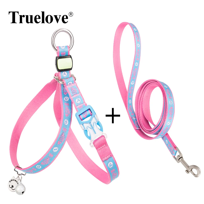 Truelove Pet Cat Harness and Leash Set No Escape Proof Soft Waking Adjustable Vest Harness for Puppy Outdoor Breathable TLH3911