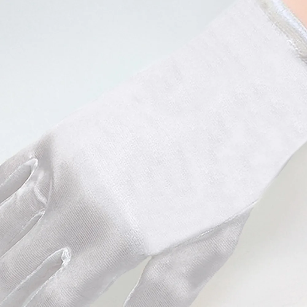 1Pair Women's Evening Party Formal Gloves Solid Color Satin Long Finger Mittens for Events Activities Red White Rose Color