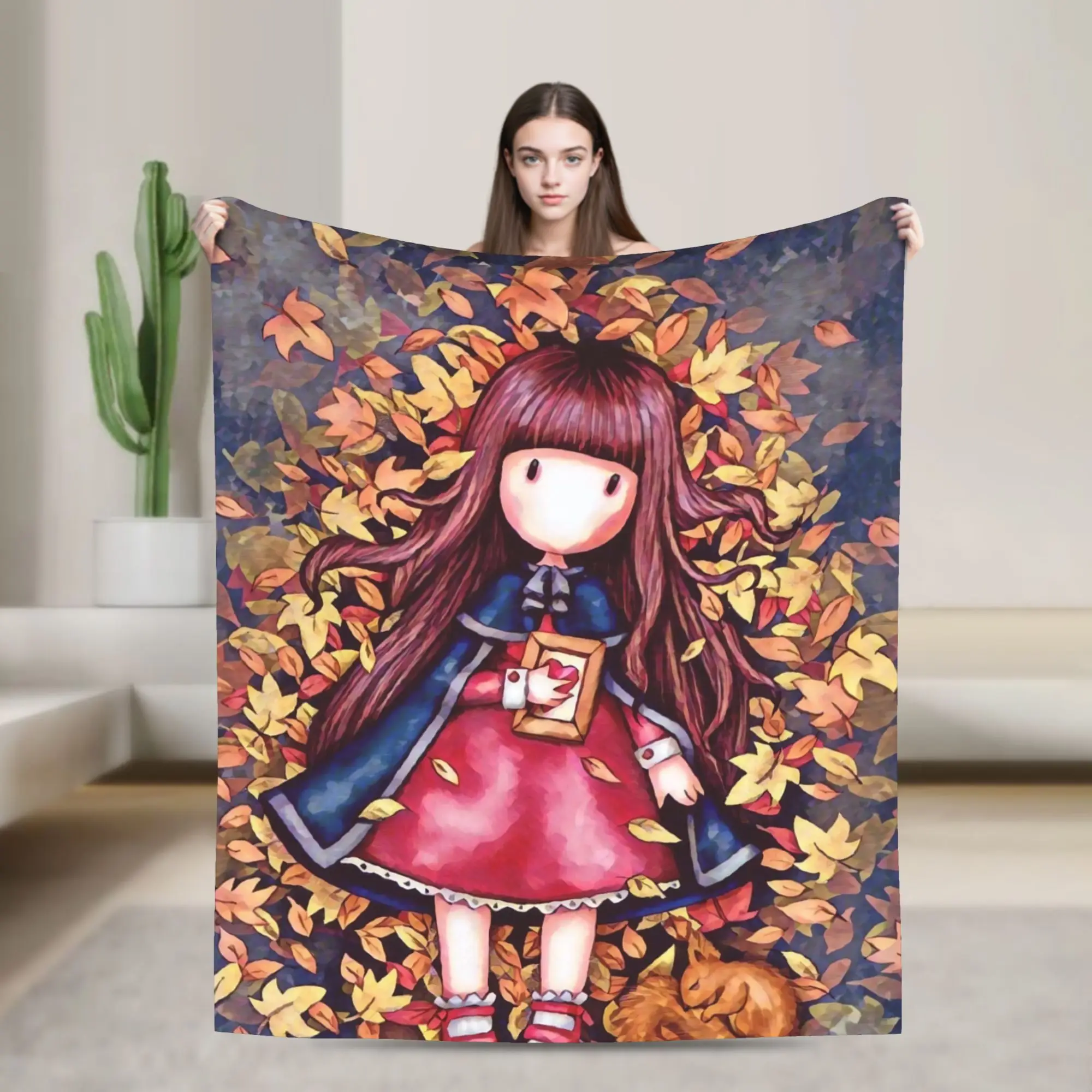 S-Santoro G-Gorjuss Knitted Blanket Cute Girl Plush Throw Blanket Bedroom Sofa Personalised Ultra-Soft Warm Bedspreads,