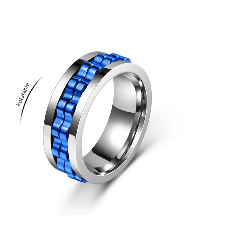 مكافحة الإجهاد الفولاذ المقاوم للصدأ حلقة للرجال والعتاد سلسلة الدورية القلق الإغاثة الغزل تململ خواتم مجوهرات بسيطة باجو أوم