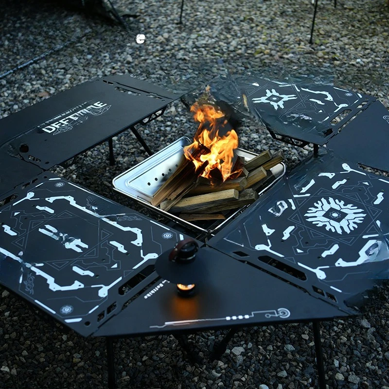 

IGT mecha wind demon square table outdoor camping table folding lifting tactical table aluminum plate