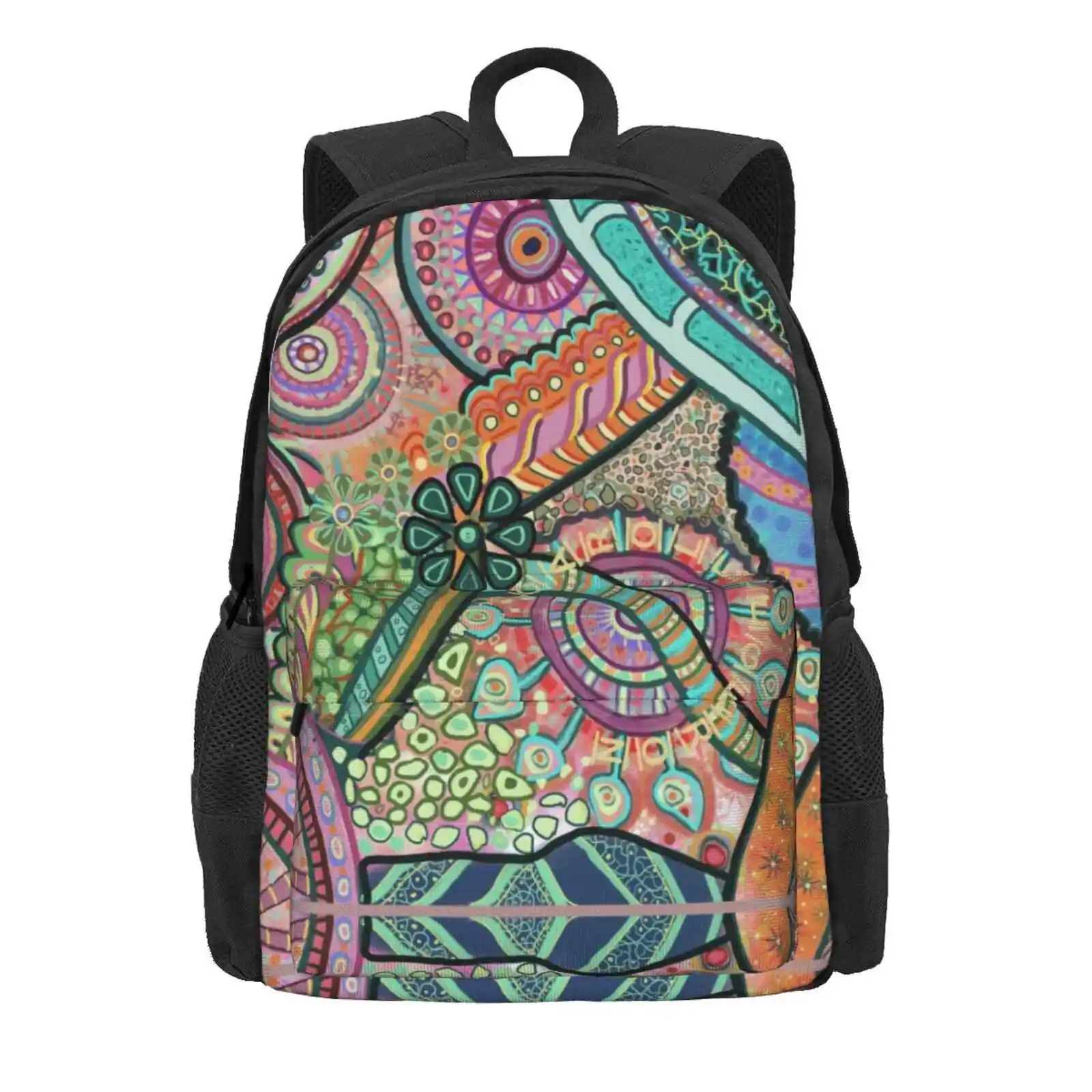 Indian Mandala Bohemian Pattern School Storage Bag Student's Backpack Mandala Ethnic Bohemian Indian Asian Red Green Blue