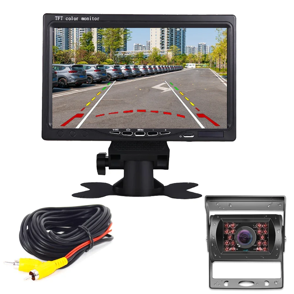 QueenDer Parking Reverse Backup HD CCD Car Rear View Camera with Monitor Universal 7 Inch TFT LCD Screen for Bus Truck