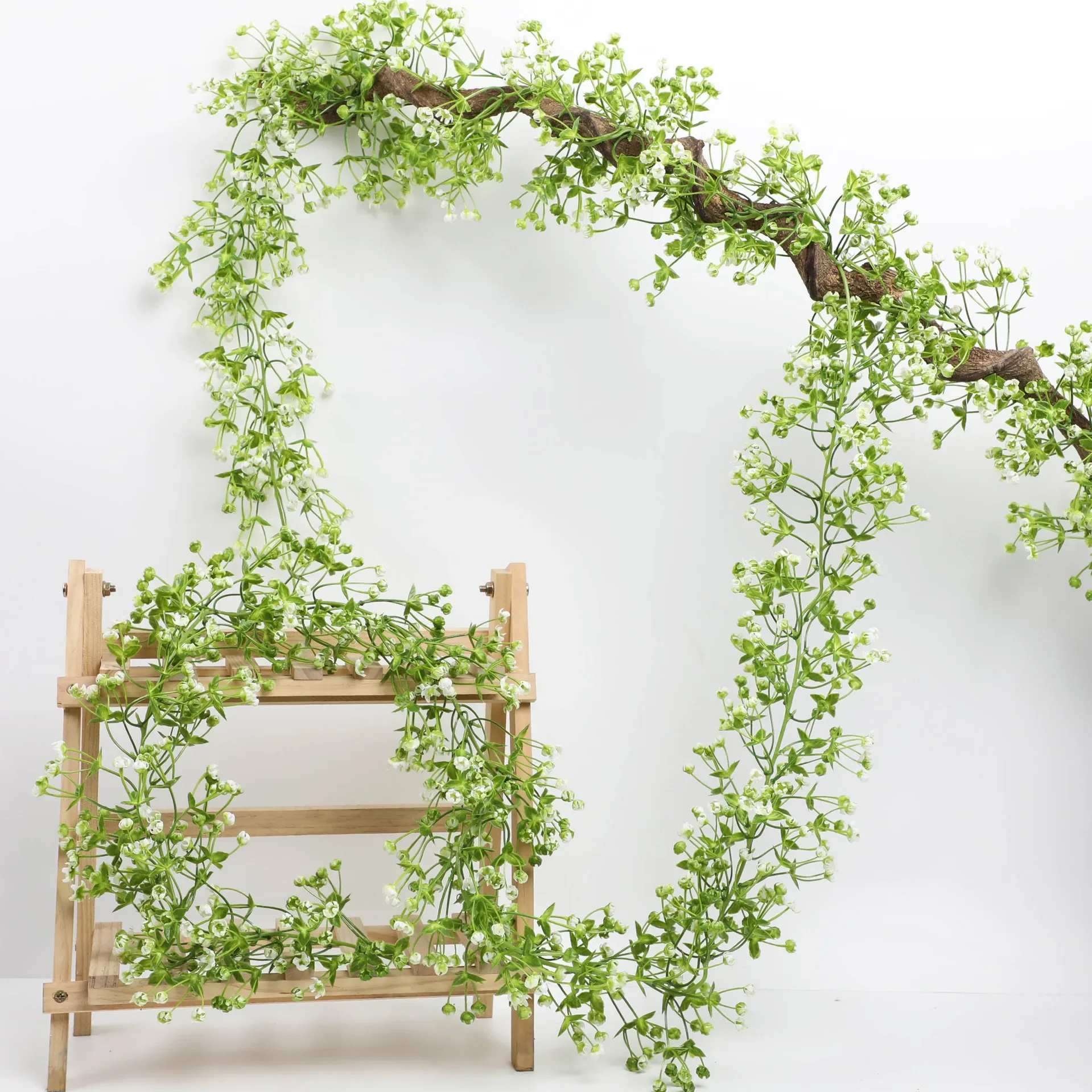 175cm/68.9in Artificial Plant Gypsophila Garland Long Vine White Fake Baby Breath Flower Rattan DIY for Home Arch Indoor Outdoor