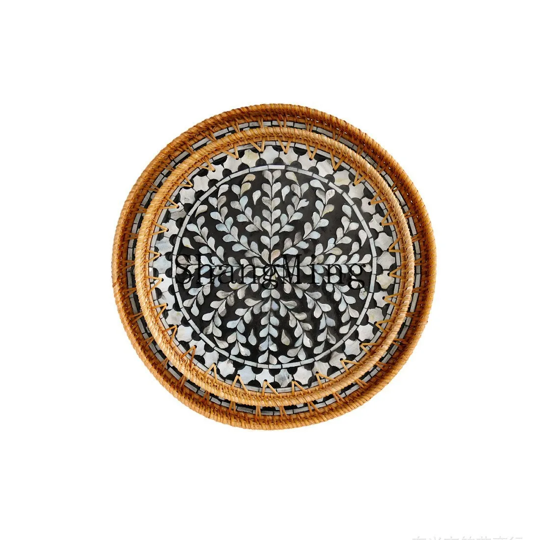 

DSA rattan fruit tray tea room shell basket round snack tray household living room snack tray