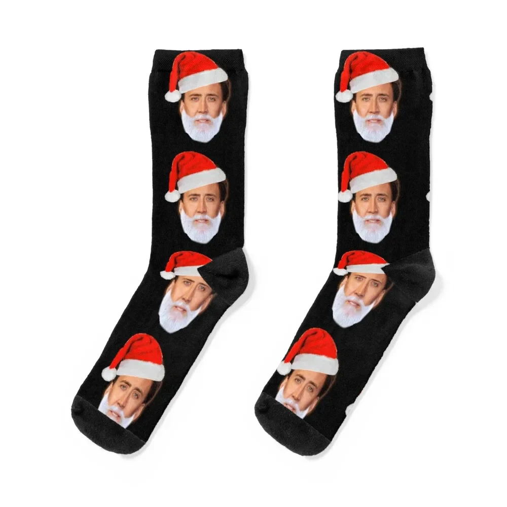 

Nicolas Cage as Santa - Nicholas Cage - Nick Cage - Nic Socks essential retro custom custom sports Women's Socks Men's