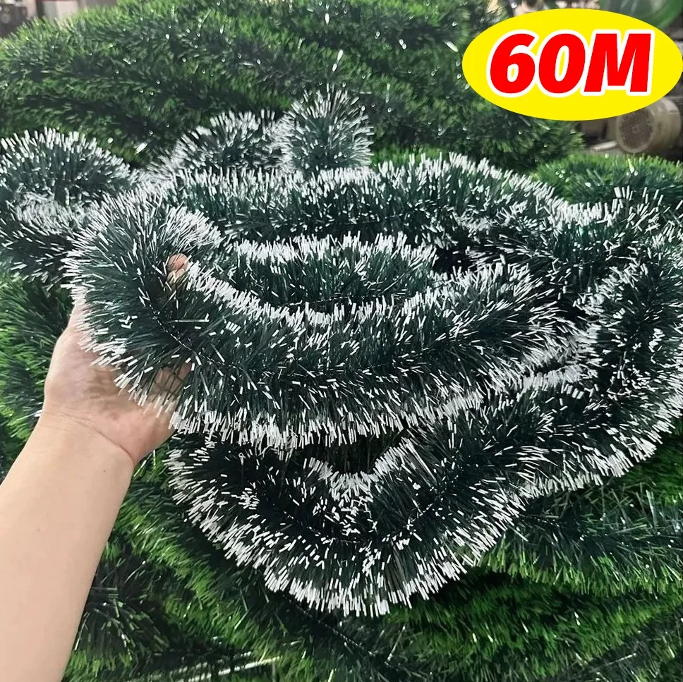 Christmas Tinsel Ribbons Strip Glitter Garland Wreath Xmas Tree Hanging Pendant Ornament for Xmas Party Home Outdoor Decorations