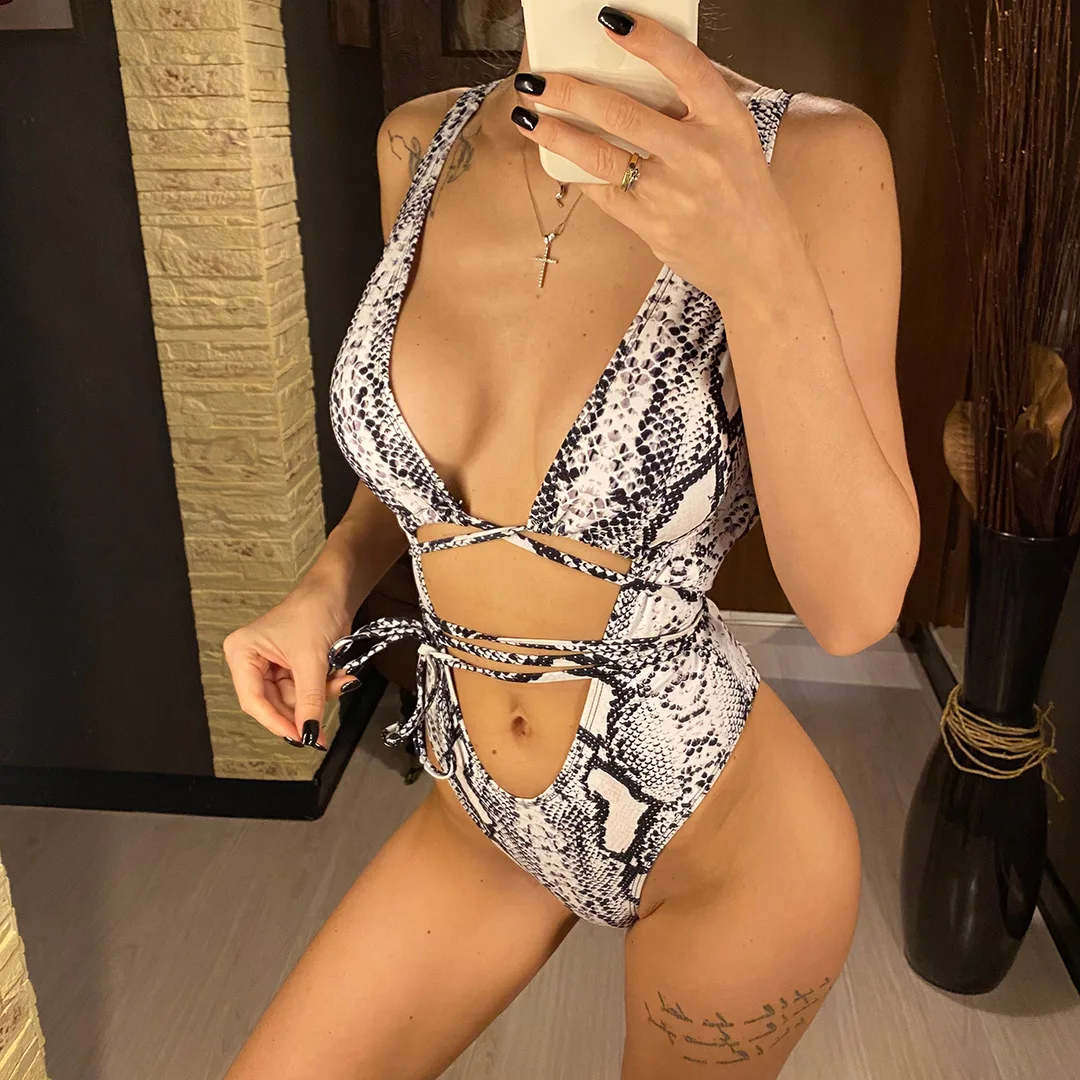 Sexy Bandage-Badeanzug mit Wickeldesign, tiefem V-Ausschnitt und Cut-Outs, einteiliger Monokini-Badeanzug für Damen, Badebekleidung, Badeanzug, Modell V1037 – Detail 13