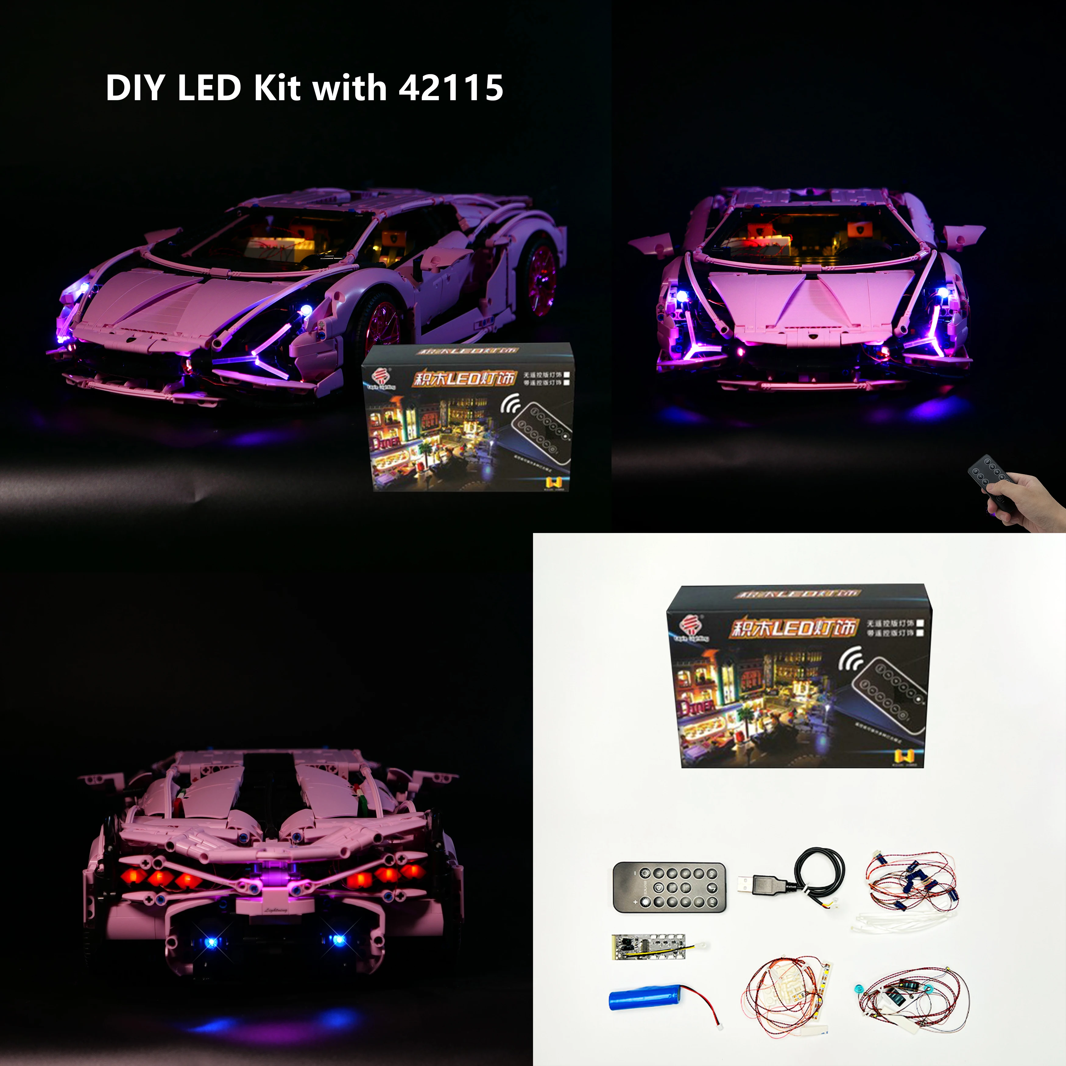 

DIY Building Block LED Light Kit for 42115 Technic Racing Supercar Model, Decorative Remote Control Lighting Accessories