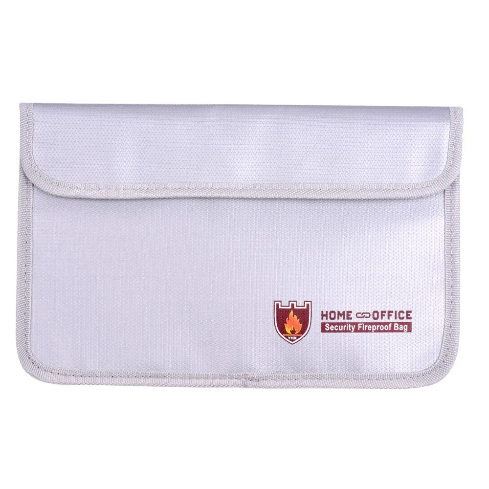 Fiberglass Fireproof Document Bag Silicone Coated Double Zipper Document Organizer Fire Water Proof Two Pockets Fireproof Pouch