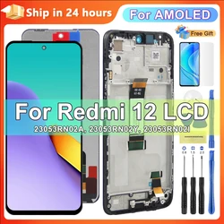 6.79'' AMOLED For Xiaomi Redmi 12 LCD 23053RN02A Display Touch Screen Digitizer Assembly For Redmi12 Display Frame Replacement