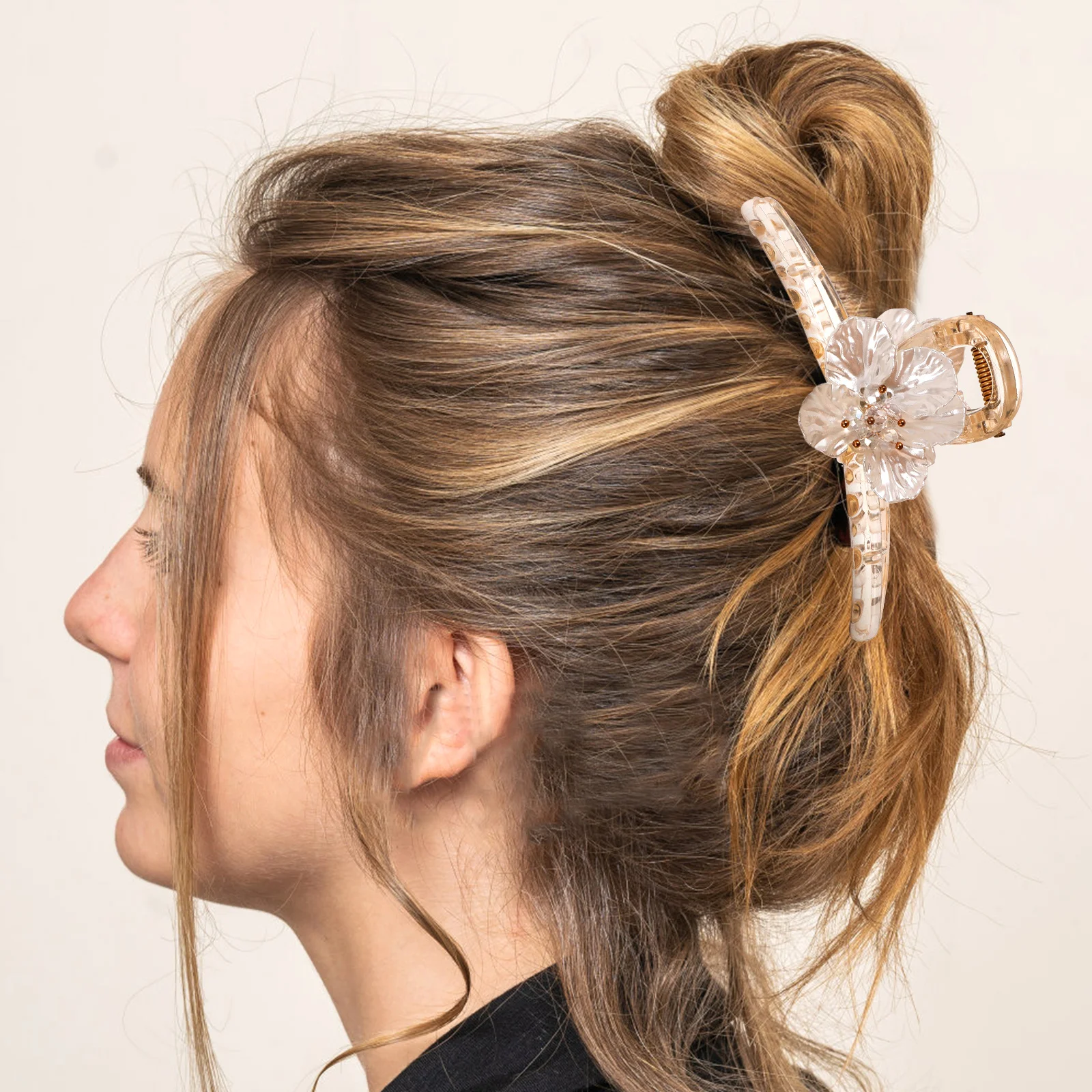 

Crystal Flower Hair Claw Clips Vintage Ponytail Grip Shower Accessories Durable Hairstyle Tools Jaw Pin Fixing Daily Use Hair