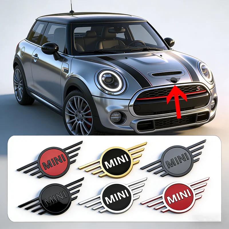 ABS Mini Auto Frontemblem Heckaufkleber Logo für Mini Cooper JCW Works R56 R50 F54 F55 F56 F57 F60 R52 R53 R55 R57 R58 R59 – Detail 1