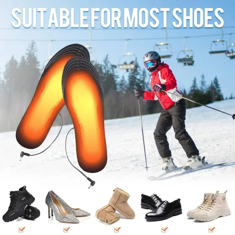 USB Heated Shoe Insoles Feet Warm Sock Pad Mat Electrically Heating Insoles Washable Warm Thermal Insoles Unisex