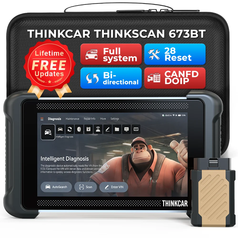 Lifetime Free Update THINKCAR THINKSCAN 673BT OBD2 Diagnostic Scanner All System Diagnose CAN FD/DOIP 28 Resets Bi-directional