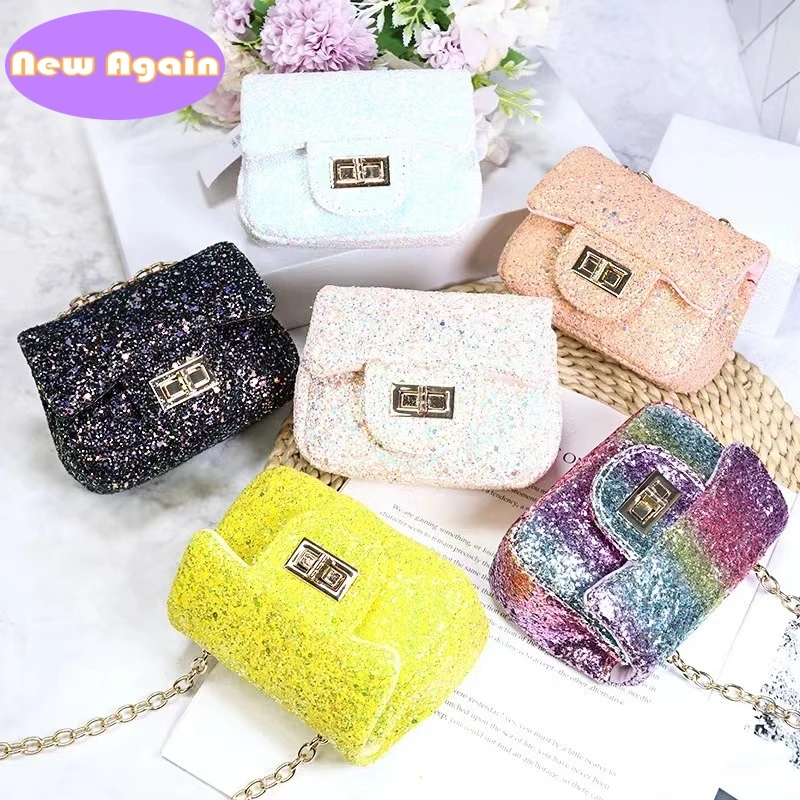 

Children's Shiny bags Design glitter crossbody bag Baby girls little money Bag Child super mini chain Purses Kids Wallets NAB247