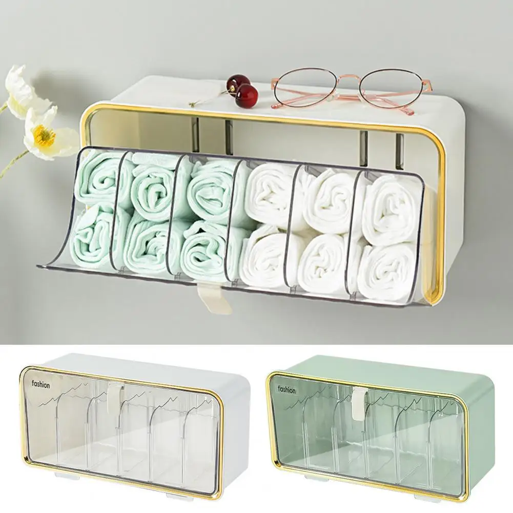 Partitioned Underwear Storage Container Underwear Box with Removable Partitions Detachable Wall Mounted Drawer for Supplies