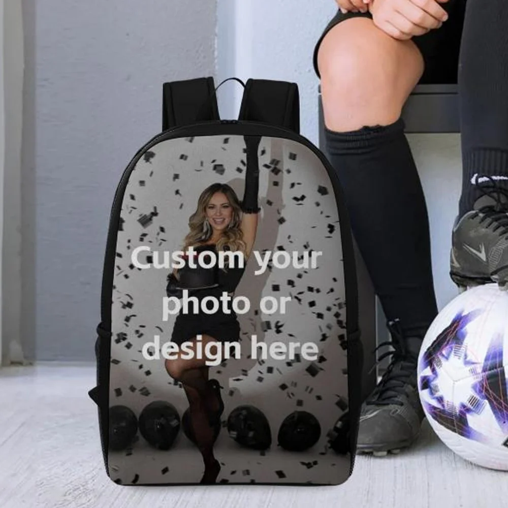 Custom Photo Backpack, Personalized Image Print Laptop Backpack, 17 Inch Customized Travel School Bookbag for Men Women Teens