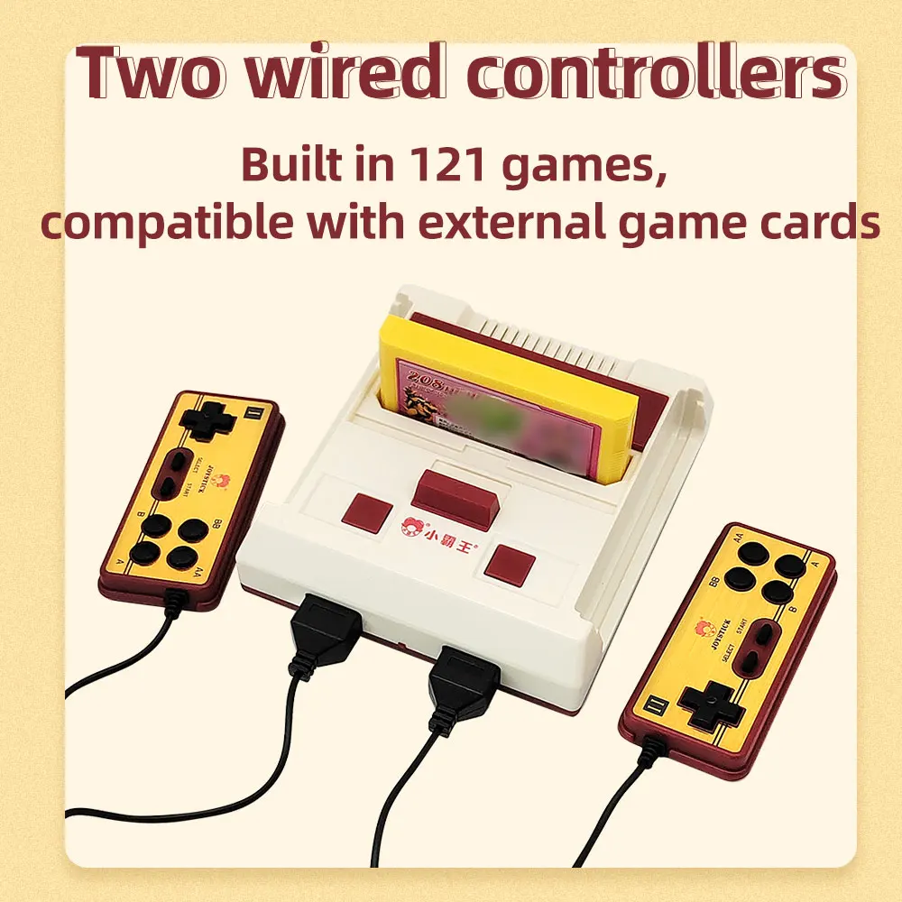 Classic Red & White Video Game Console D99 8-bit Built-in 121 Classic Game Support Game Card Home Computer TV Dual Game Console