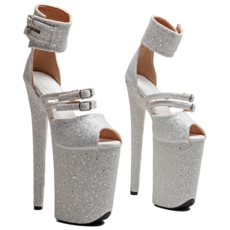 

Leecabe 23CM/9inches Glitter Upper sexy exotic High Heel platform party sandals stripper heel Pole Dance shoes