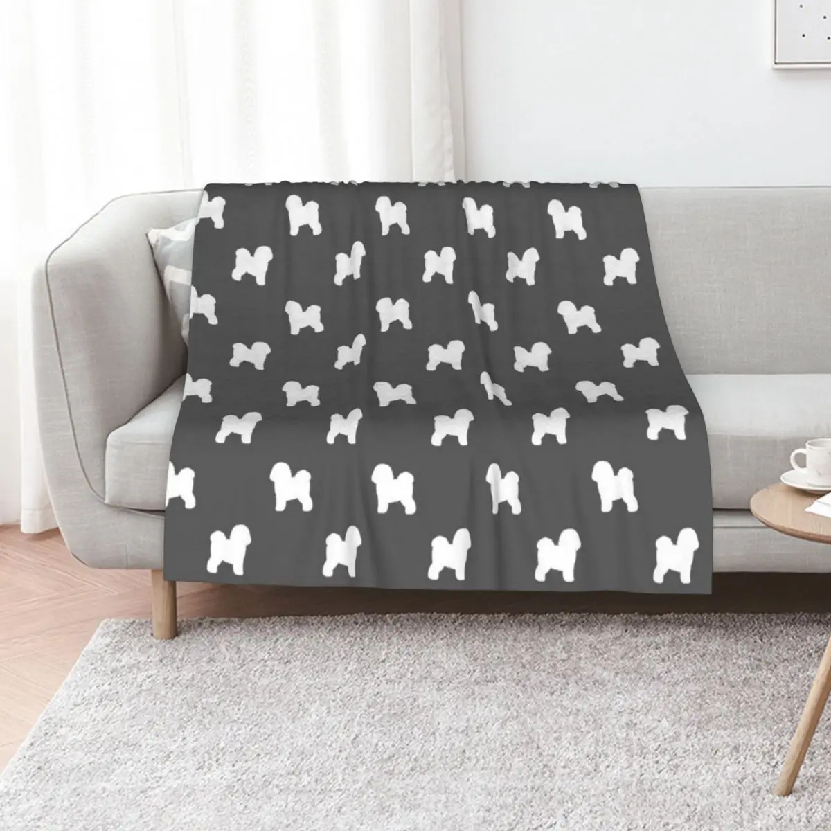 Bichon Frise Silhouette(s) Throw Blanket manga sofa bed Thin Vintage Summer anime Blankets