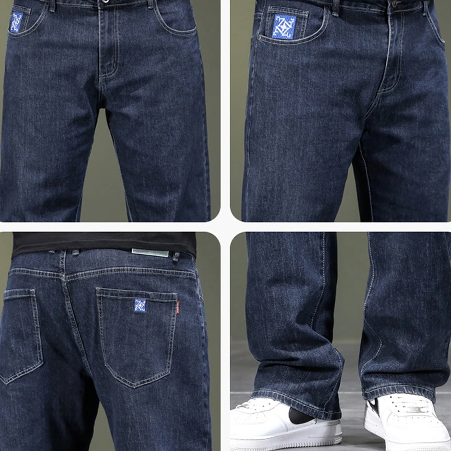 Baggy Jeans Men 48 Plus Size Straight Denim Pants Male Fashion Casual Solid Color Baggy Jeans Big Size