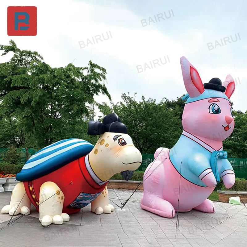 

Надувной кролик и черепаха, воздушные модели на животных с выдувными устройствами, уличный квадрат и реквизит для украшения торгового центра.