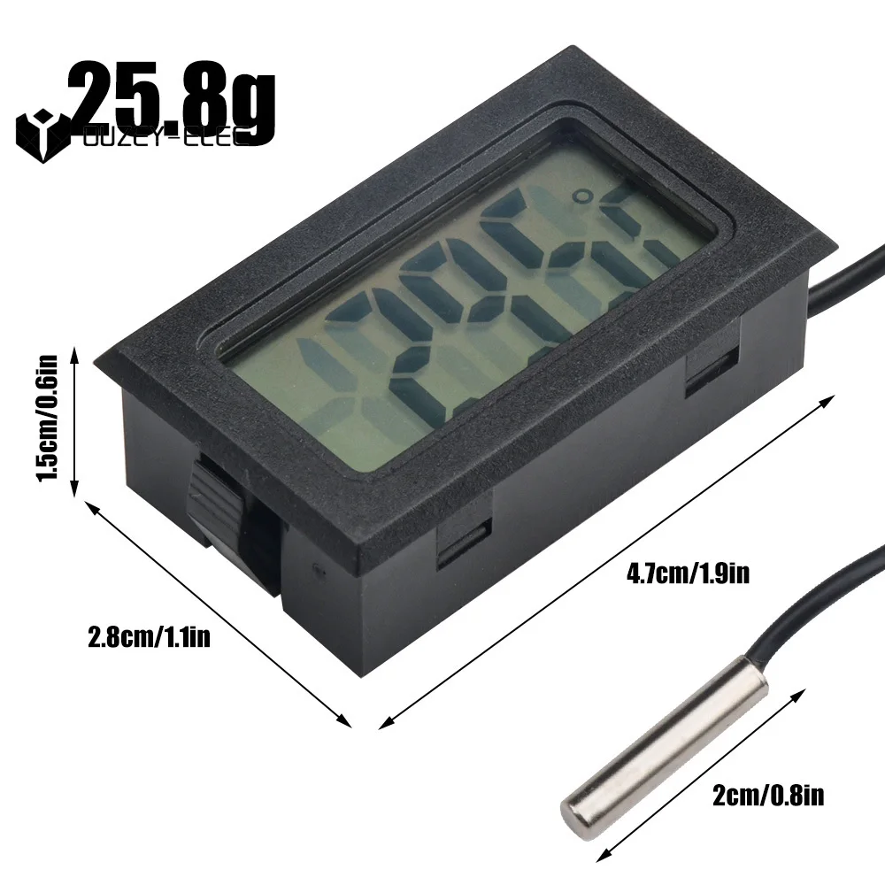 De embedded elektronische digitale display thermometer LCD-display elektronische temperatuur hygrometer voor voertuig tank aquarium