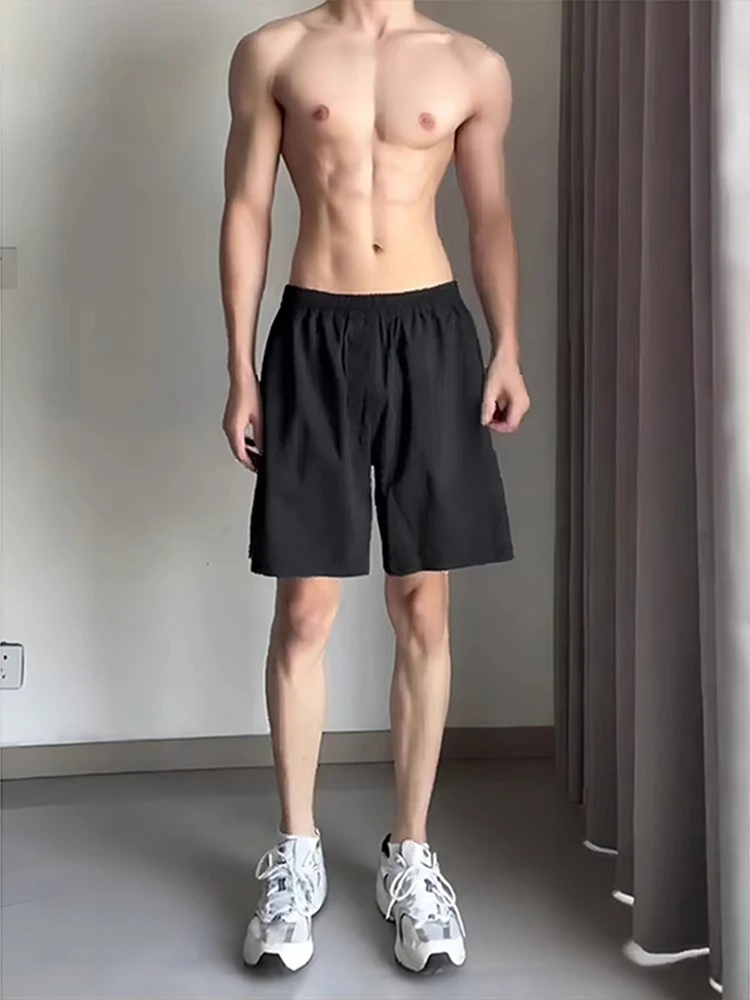 

Черные нейлоновые баскетбольные шорты мужские летние спортивные брюки для бега быстросохнущие из ледяного шелка повседневные шорты длиной до колена с высокой талией