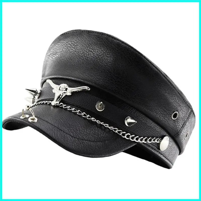 ユニセックス調節可能なブルヘッドリベット新聞ボーイキャップ軽量コスチュームハット女性用