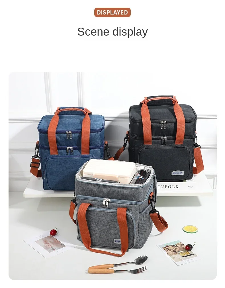 Tragbare Lunchtaschen mit doppelter Schicht, Lebensmittelbox, robuste Camping-Rucksäcke aus Oxford-Gewebe, Kühlbox, große Kapazität, ideal für Picknicks, langlebig, für Grillabende im Freien. – Detail 16